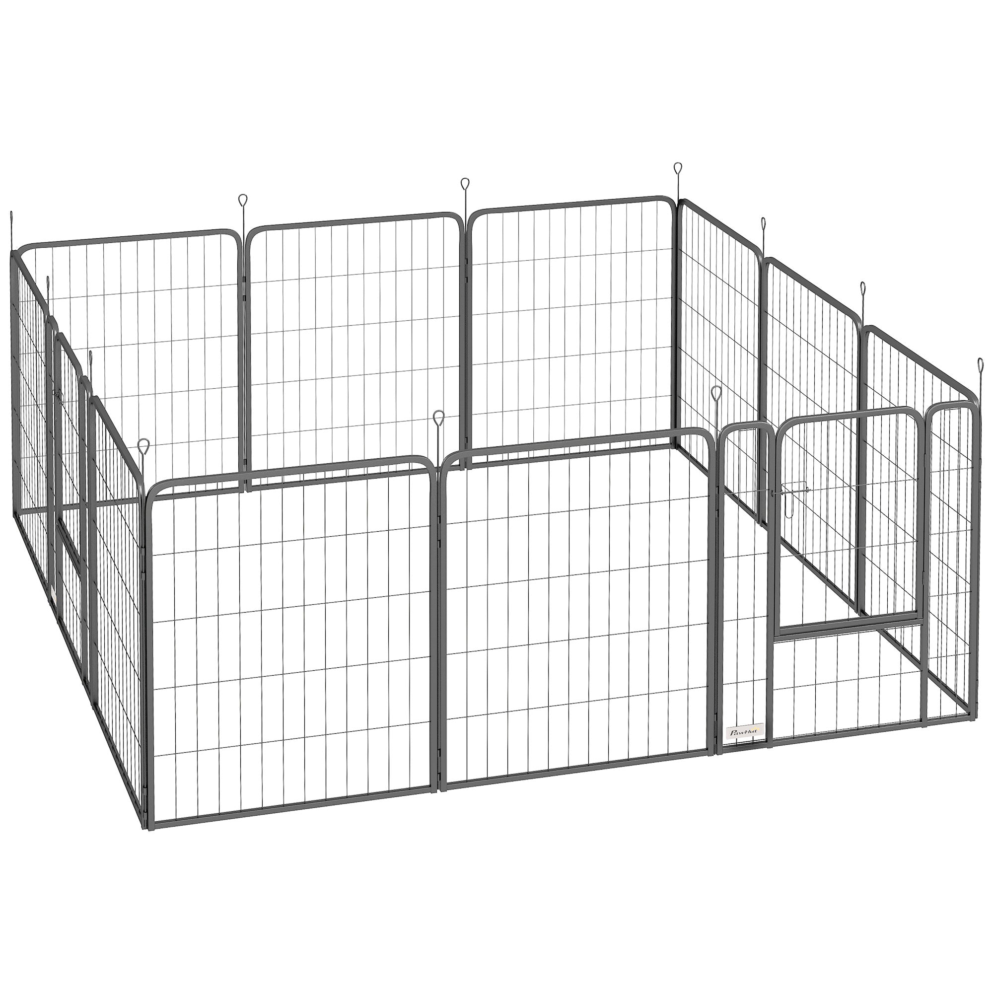 PawHut Dog Pen, 12 Panels Puppy Pen, Heavy Duty Dog Playpen, Portable Detachable Dog Exercise Pen Animal Enclosure for Medium Dogs, 80cm High, Black