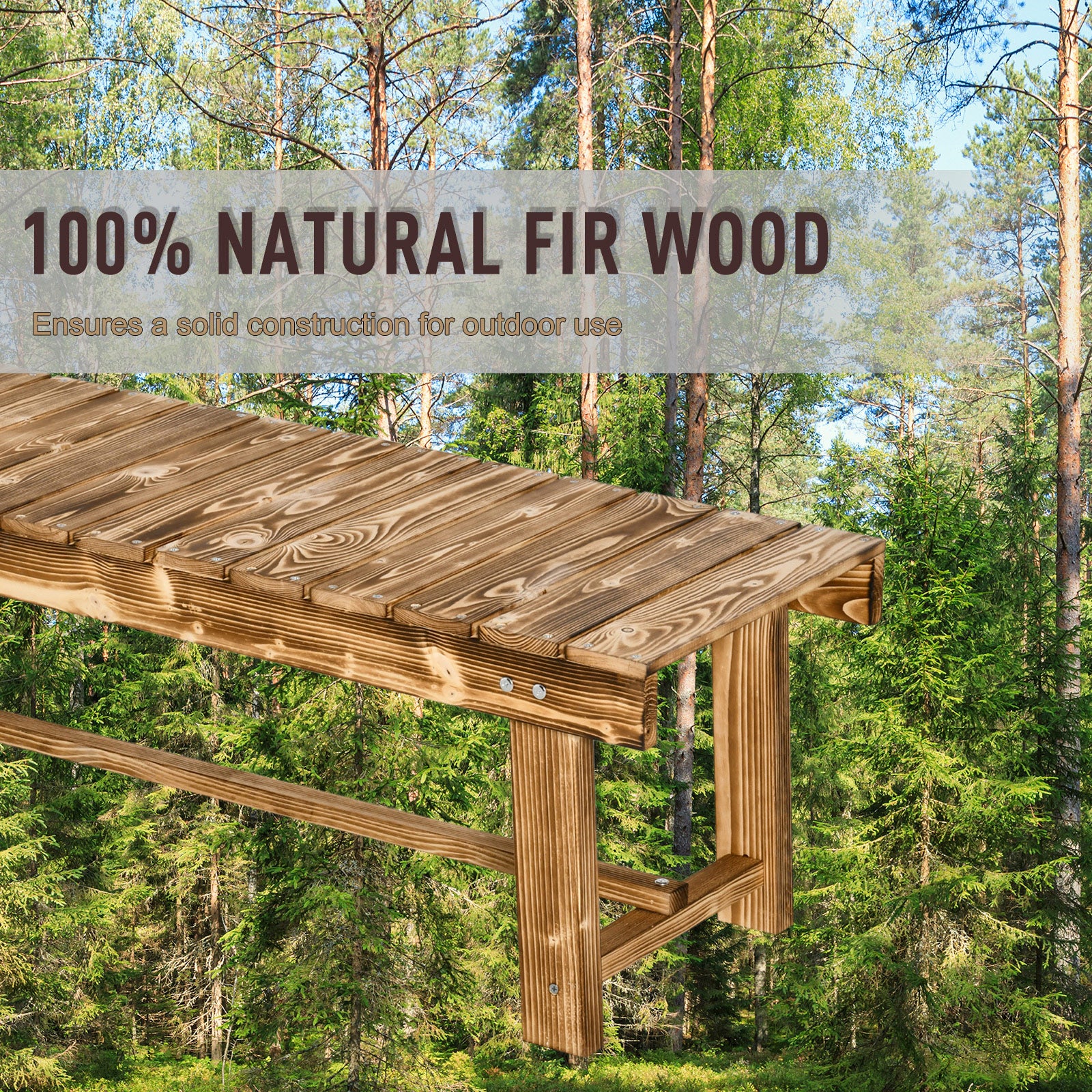 Outsunny 43.25" Outdoor Wood Garden Bench Backless Patio Fir Wood Loveseat Backyard Park Double Seat 2 Person Armless Chair Deck Furniture, Carbonized