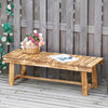 Outsunny 43.25" Outdoor Wood Garden Bench Backless Patio Fir Wood Loveseat Backyard Park Double Seat 2 Person Armless Chair Deck Furniture, Carbonized