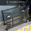 PawHut Folding Heavy Duty Dog Crate Heavy Duty Cage for Medium Sized Dogs with Double Doors, Lockable Wheels Tray, 37" x 23" x 27"