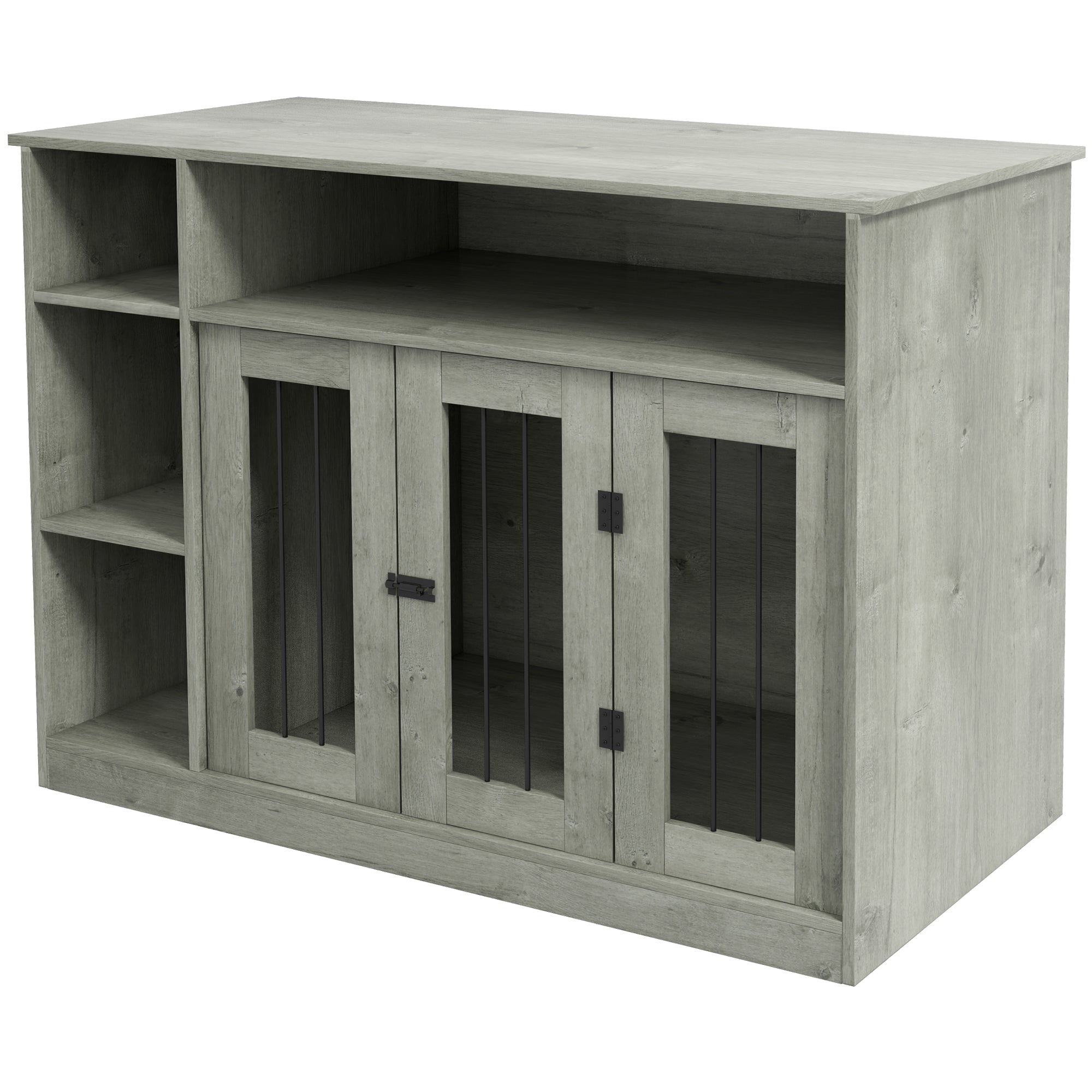 PawHut Dog Crate Furniture with Adjustable Shelf, Dog Kennel End Table, Indoor Pet Crate for Medium and Large Dogs, with Large Flat Surface, 47" x 23.5" x 35", Gray