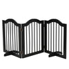 PawHut Freestanding Pet Gate for Dogs 24" Tall Foldable Dog Gates Indoor Wooden Barrier 3 Panels with 2 Support Feet, for Doorway Stairs, Black