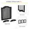 PawHut Freestanding Pet Gate for Dogs 24" Tall Foldable Dog Gates Indoor Wooden Barrier 3 Panels with 2 Support Feet, for Doorway Stairs, Black