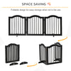 PawHut Freestanding Pet Gate for Dogs 24" Tall Foldable Dog Gates Indoor Wooden Barrier 3 Panels with 2 Support Feet, for Doorway Stairs, Black