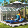Outsunny Set of 2 Wicker Chaise Lounge Chair Outdoor with Wheels, 5-Level Adjustable Reclining Rattan Patio Lounger Tanning Chair with Cushion, Armrests for Yard, Pool, Dark Blue