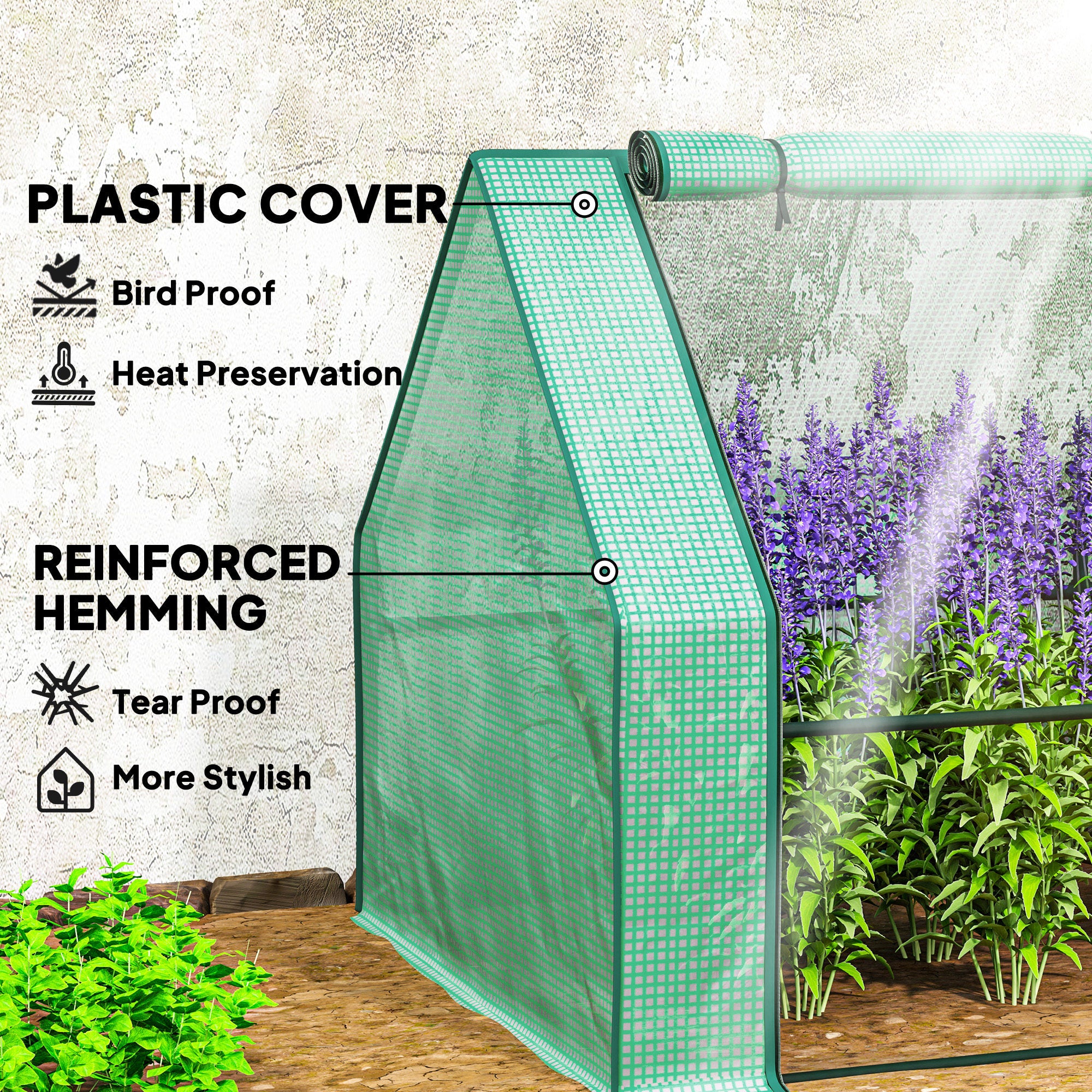 Outsunny 12' x 3' x 3' Portable Mini Greenhouse, Tunnel Growing Tent, Plants Flower Warm House with Zippered Roll-up Doors, Green