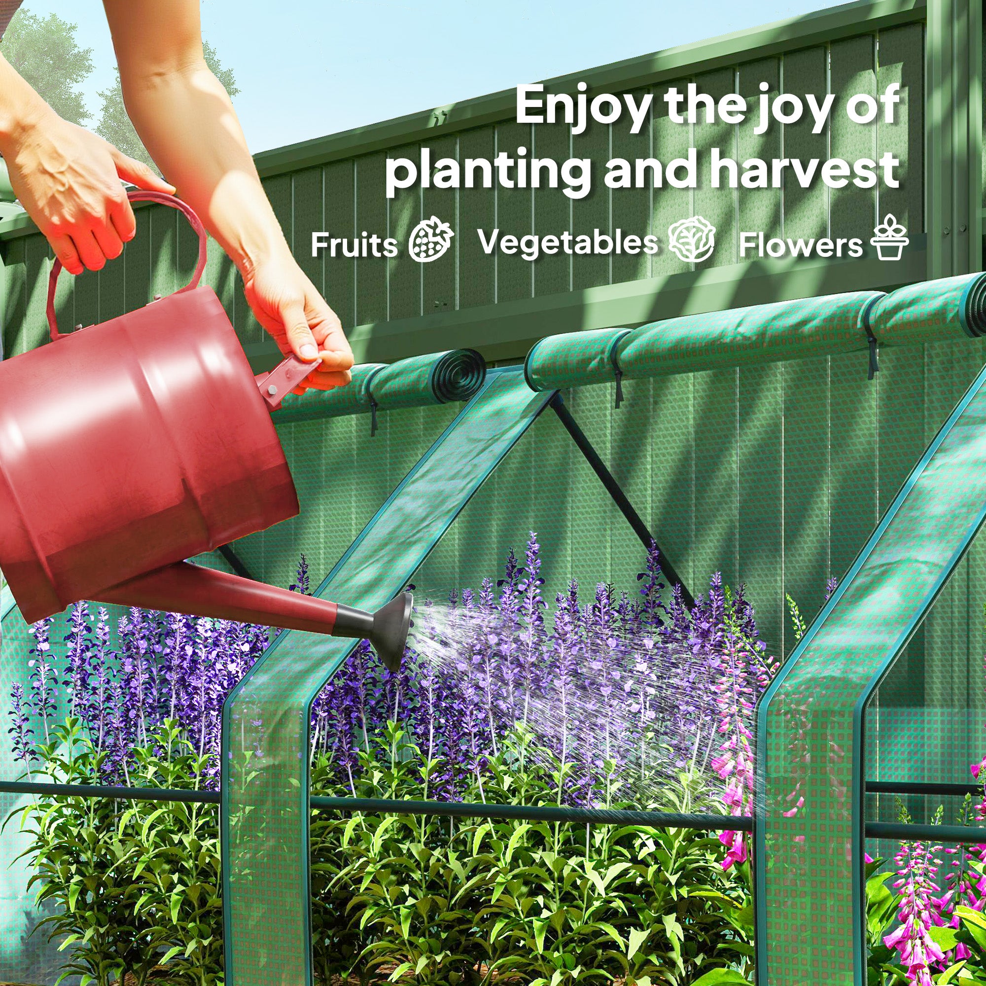 Outsunny 12' x 3' x 3' Portable Mini Greenhouse, Tunnel Growing Tent, Plants Flower Warm House with Zippered Roll-up Doors, Green