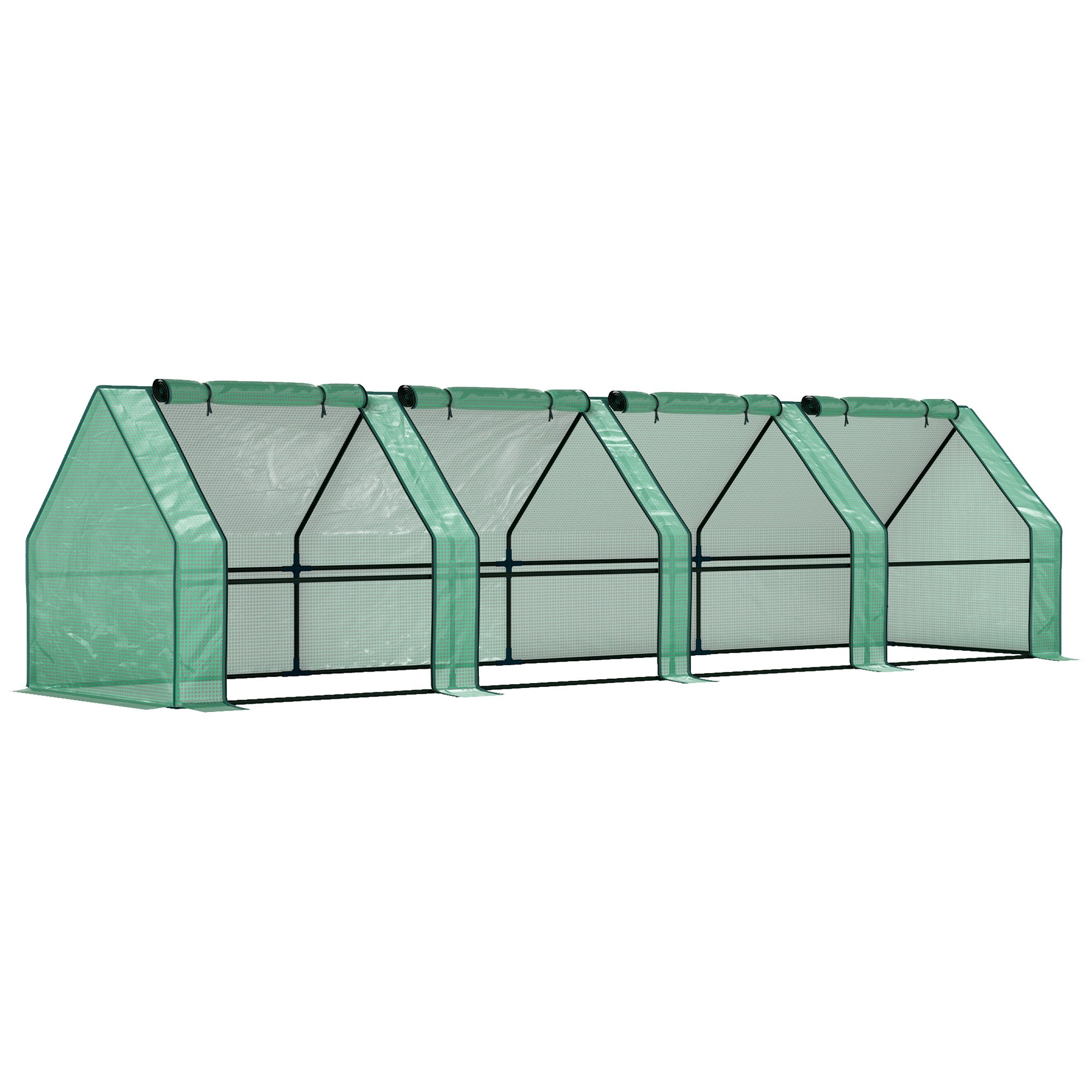 Outsunny 12' x 3' x 3' Portable Mini Greenhouse, Tunnel Growing Tent, Plants Flower Warm House with Zippered Roll-up Doors, Green