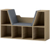 HOMCOM 6-Cubby Bookcase with Seat Cushion, Cube Storage Shelf Bookshelf with Reading Nook for Home Office, Study, Oak