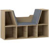 HOMCOM 6-Cubby Bookcase with Seat Cushion, Cube Storage Shelf Bookshelf with Reading Nook for Home Office, Study, Oak