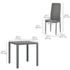 HOMCOM Dining Table Set for 2, 3-Piece Rectangular Glass Kitchen Table and Chairs with Metal Frame and Faux Leather Upholstery for Dining Room, Living Room, Grey