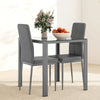HOMCOM Dining Table Set for 2, 3-Piece Rectangular Glass Kitchen Table and Chairs with Metal Frame and Faux Leather Upholstery for Dining Room, Living Room, Grey