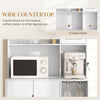 HOMCOM Kitchen Hutch with Wine Storage, Buffet with Hutch, Microwave Countertop, Drawer, Adjustable Shelf, Tempered Glass Doors, Coffee Bar Cabinet, White