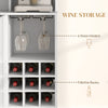 HOMCOM Kitchen Hutch with Wine Storage, Buffet with Hutch, Microwave Countertop, Drawer, Adjustable Shelf, Tempered Glass Doors, Coffee Bar Cabinet, White