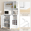 HOMCOM Kitchen Hutch with Wine Storage, Buffet with Hutch, Microwave Countertop, Drawer, Adjustable Shelf, Tempered Glass Doors, Coffee Bar Cabinet, White