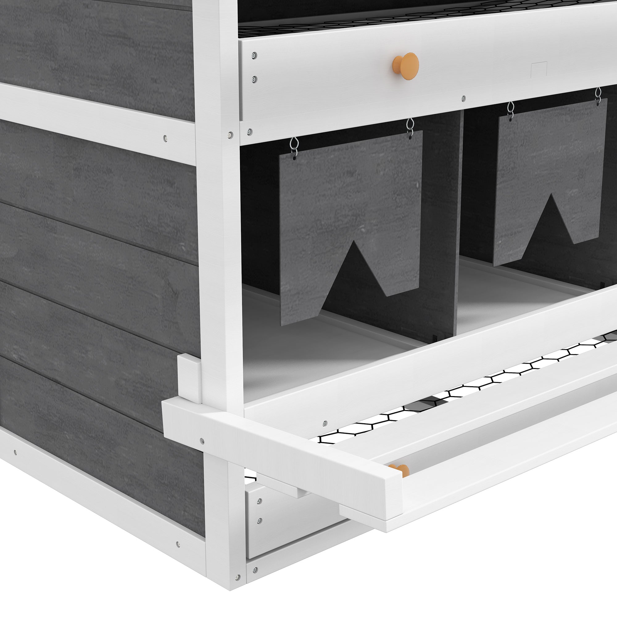 PawHut Nesting Boxes for Chickens, 8 Compartments Wood Roll Out Laying Nest Box for Chicken Coop with 2 Egg Collection Trays, 4 Perches, for 16 - 32 Hens, Gray