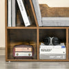 HOMCOM 6-Cubby Bookcase with Seat Cushion, Cube Storage Shelf Bookshelf with Reading Nook for Home Office, Study, Rustic Brown