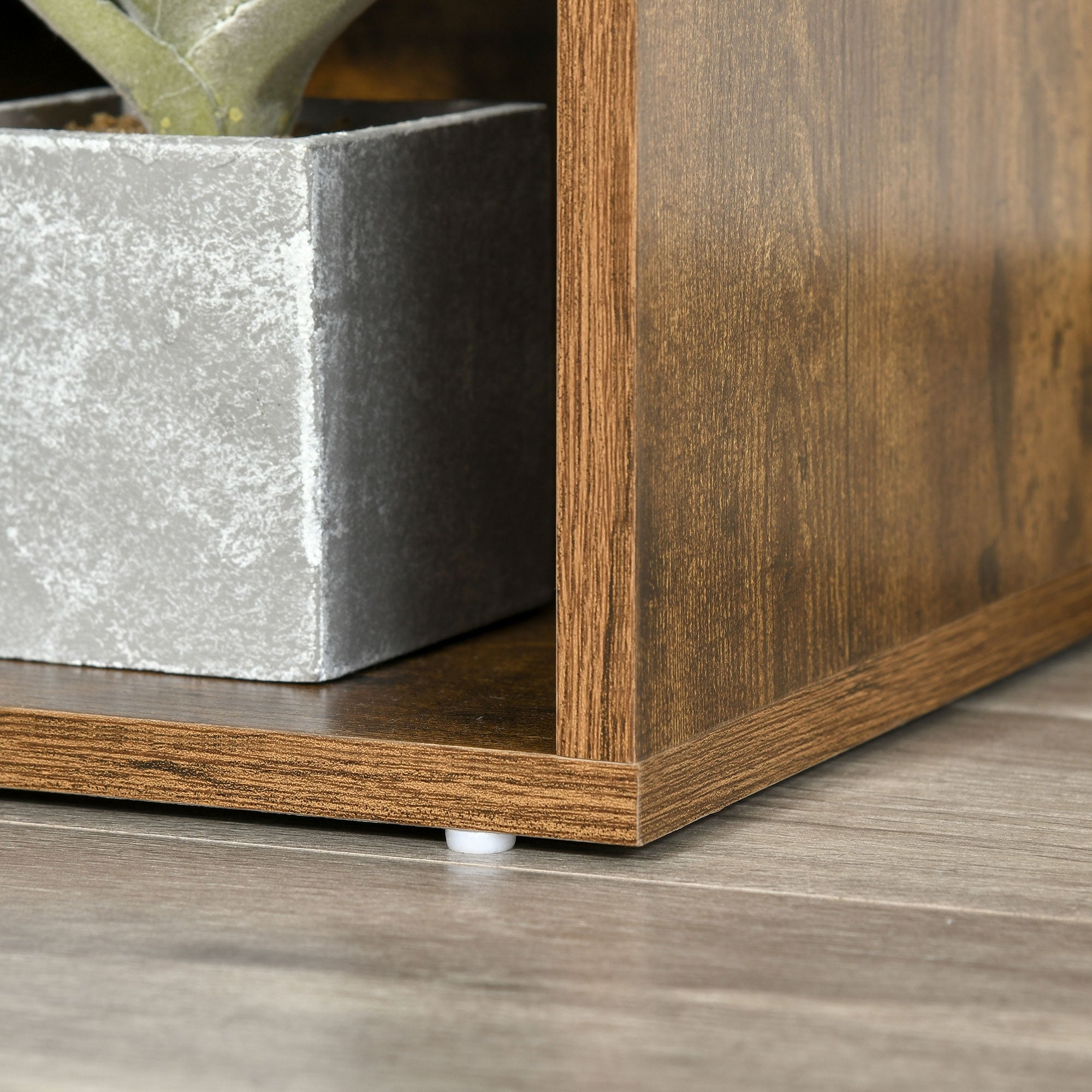 HOMCOM 6-Cubby Bookcase with Seat Cushion, Cube Storage Shelf Bookshelf with Reading Nook for Home Office, Study, Rustic Brown