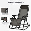 Outsunny 2 in 1 Adjustable Zero Gravity Reclining Lounge Chair Garden Recliner and Rocker Foldable Sun Lounger Napping Seat w/ Headrest & Tray Grey