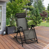 Outsunny 2 in 1 Adjustable Zero Gravity Reclining Lounge Chair Garden Recliner and Rocker Foldable Sun Lounger Napping Seat w/ Headrest & Tray Grey