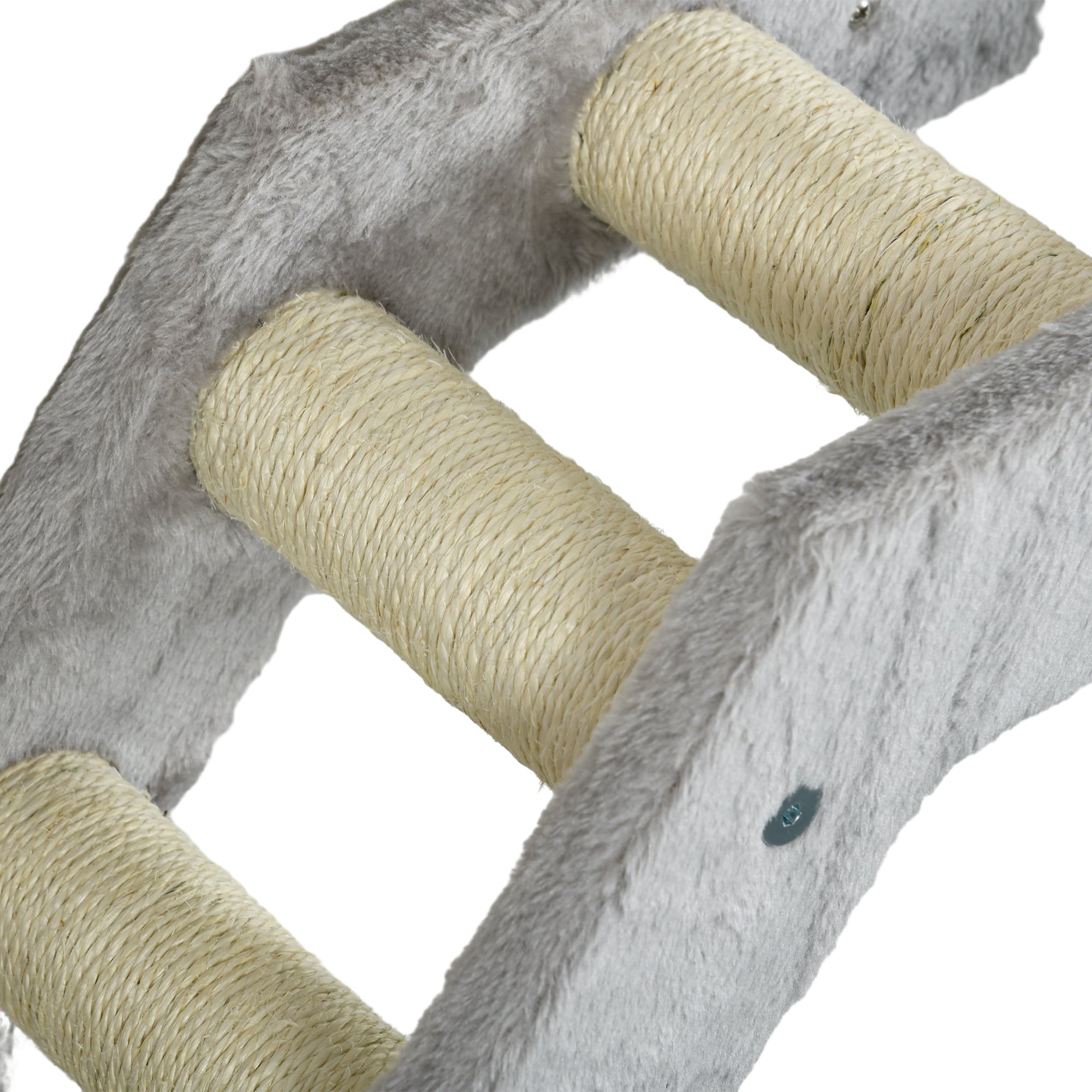 PawHut 5Pcs Cat Wall Shelf with Scratching Post, Cat Wall Shelves for Relaxing, Climbing, Cat Wall With Soft Ladder, Cat Bed, Play Ball, Grey