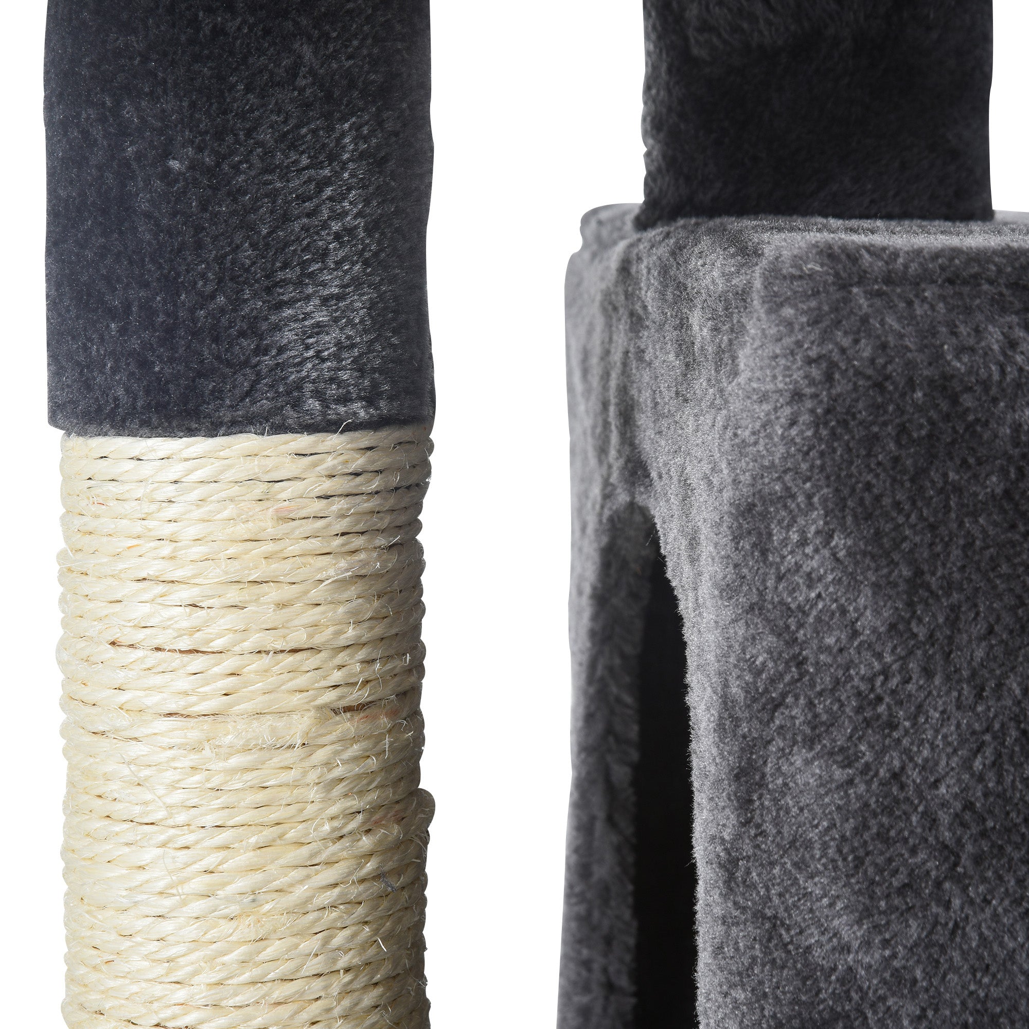 PawHut Plush Cat Tree Tower Activity Center with Sisal Scratching Post Scratching Board Perch Condo, Dark Grey