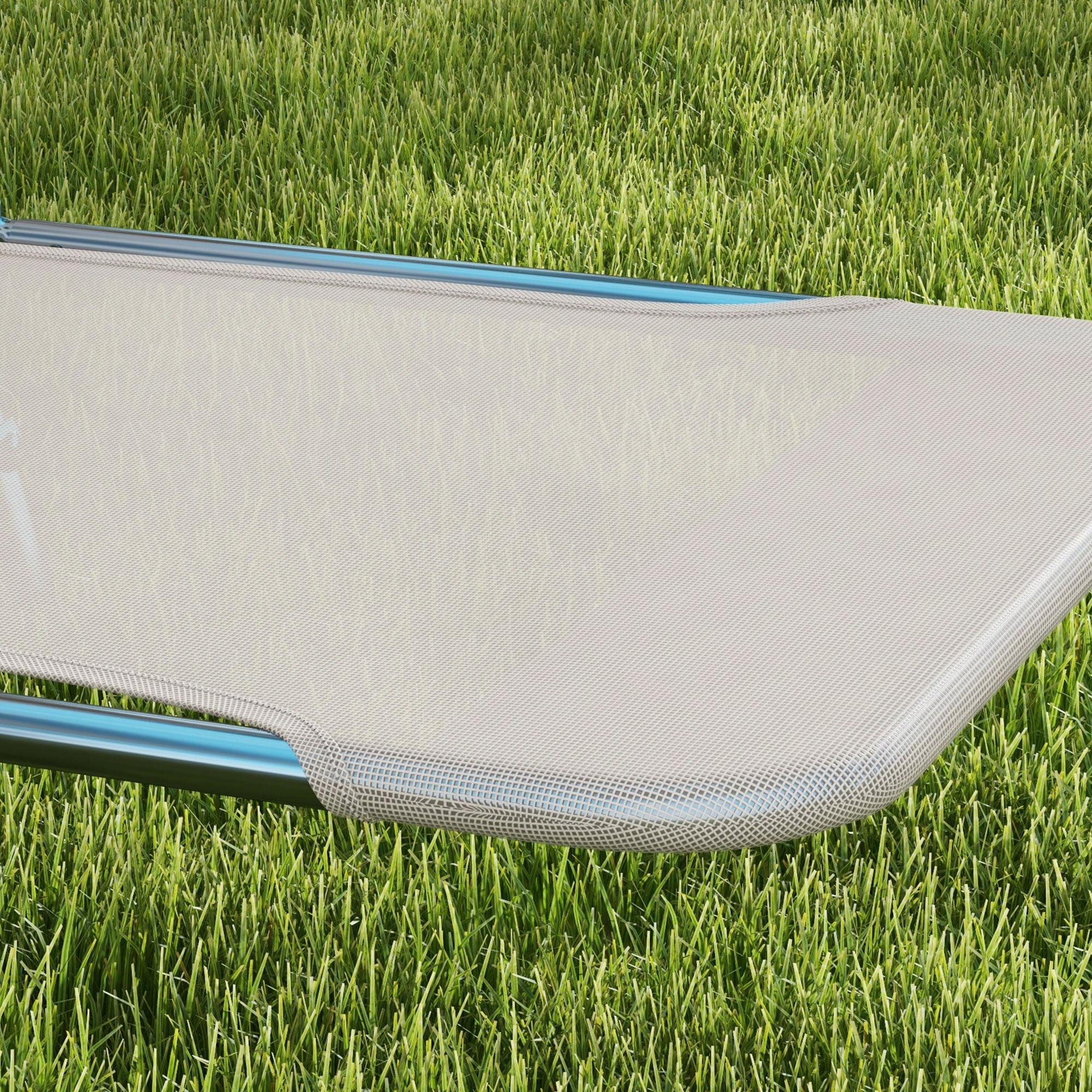 Outsunny  Set of 2 Folding Chaise Lounge Pool Chairs, Outdoor Sun Tanning Chairs with Pillow, Reclining Back, Steel Frame & Breathable Mesh for Beach, Yard, Patio, Cream White