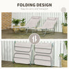 Outsunny  Set of 2 Folding Chaise Lounge Pool Chairs, Outdoor Sun Tanning Chairs with Pillow, Reclining Back, Steel Frame & Breathable Mesh for Beach, Yard, Patio, Cream White