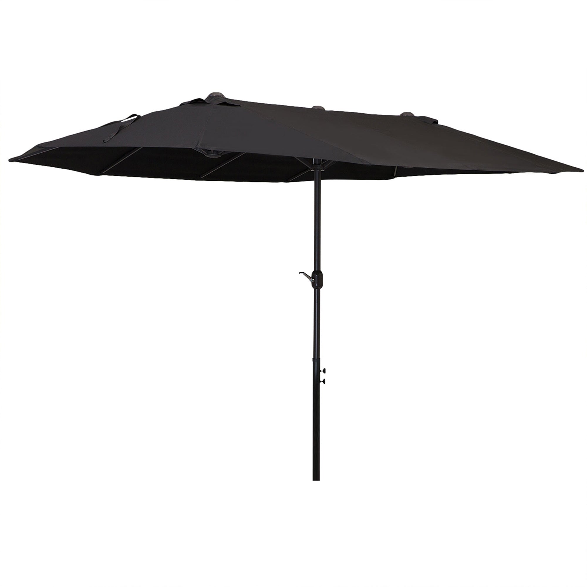Outsunny 15ft Double-sided Patio Umbrella with Twin Canopy, Extra Large Outdoor Parasol with Crank for Pool, Deck, Market, Black