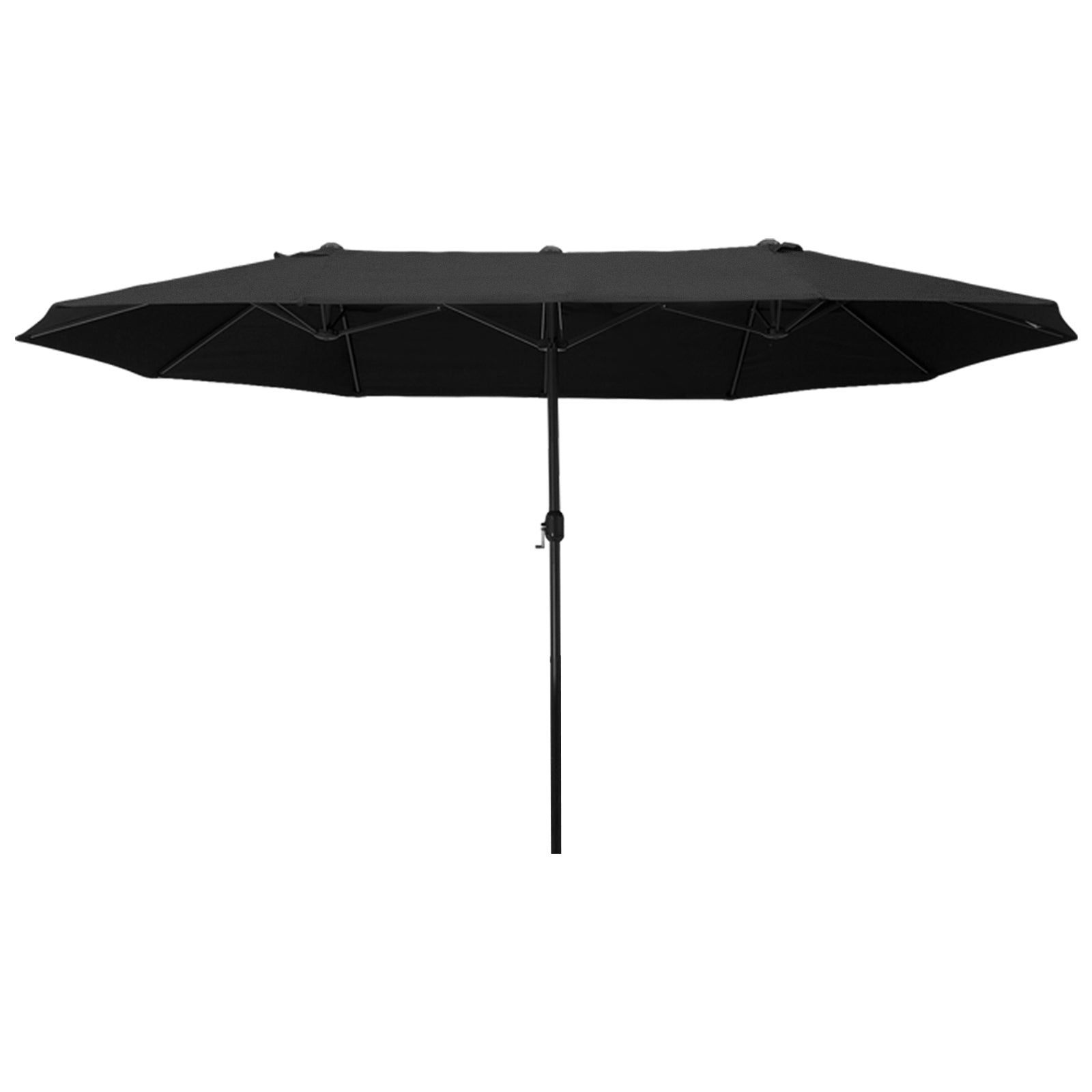 Outsunny 15ft Double-sided Patio Umbrella with Twin Canopy, Extra Large Outdoor Parasol with Crank for Pool, Deck, Market, Black