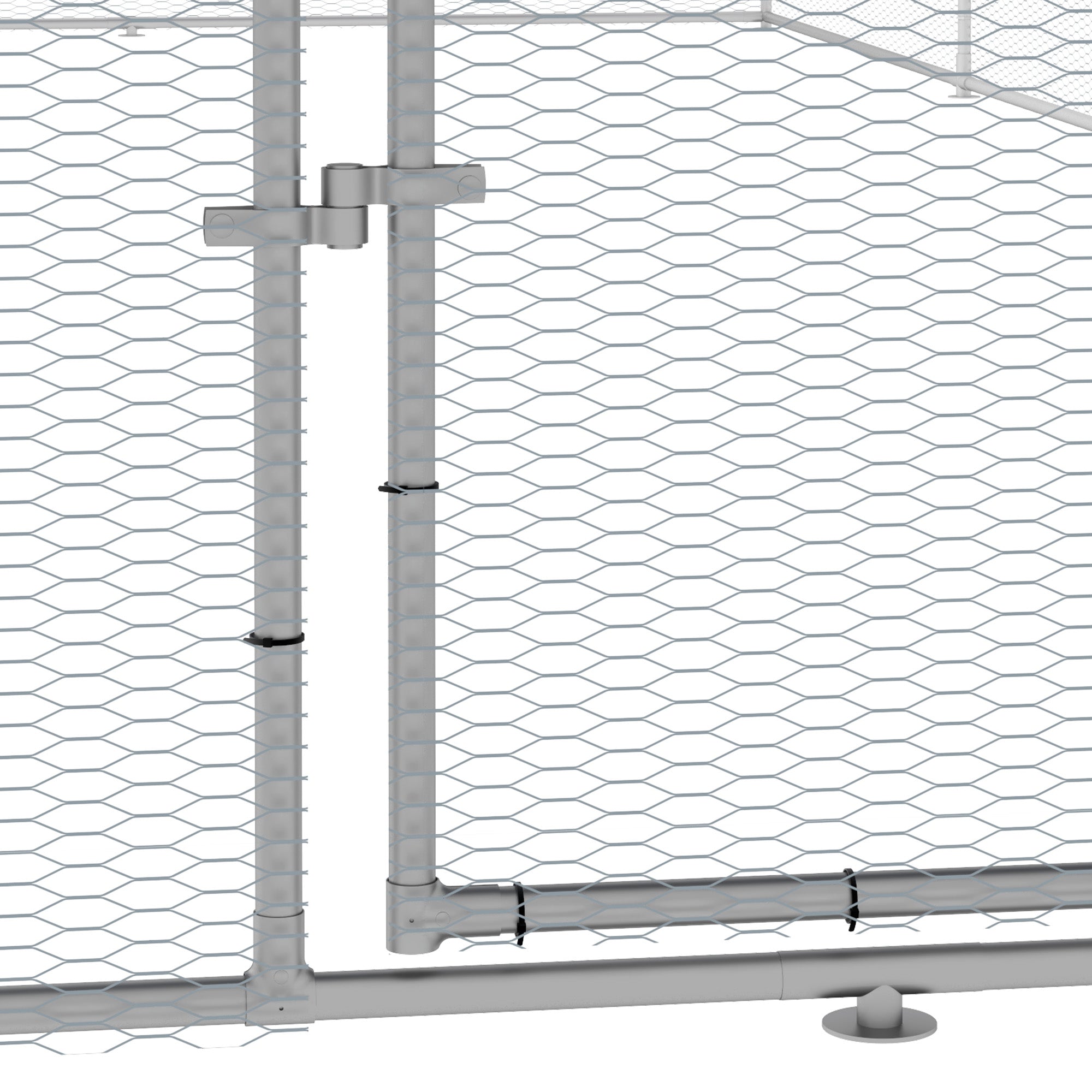 PawHut Chicken Run Walk-In Metal Chicken Coop, 3 Rooms Galvanized Poultry Cage Outdoor with Waterproof UV-Protection Cover for Rabbits, Ducks, 9.8' x 26.2'