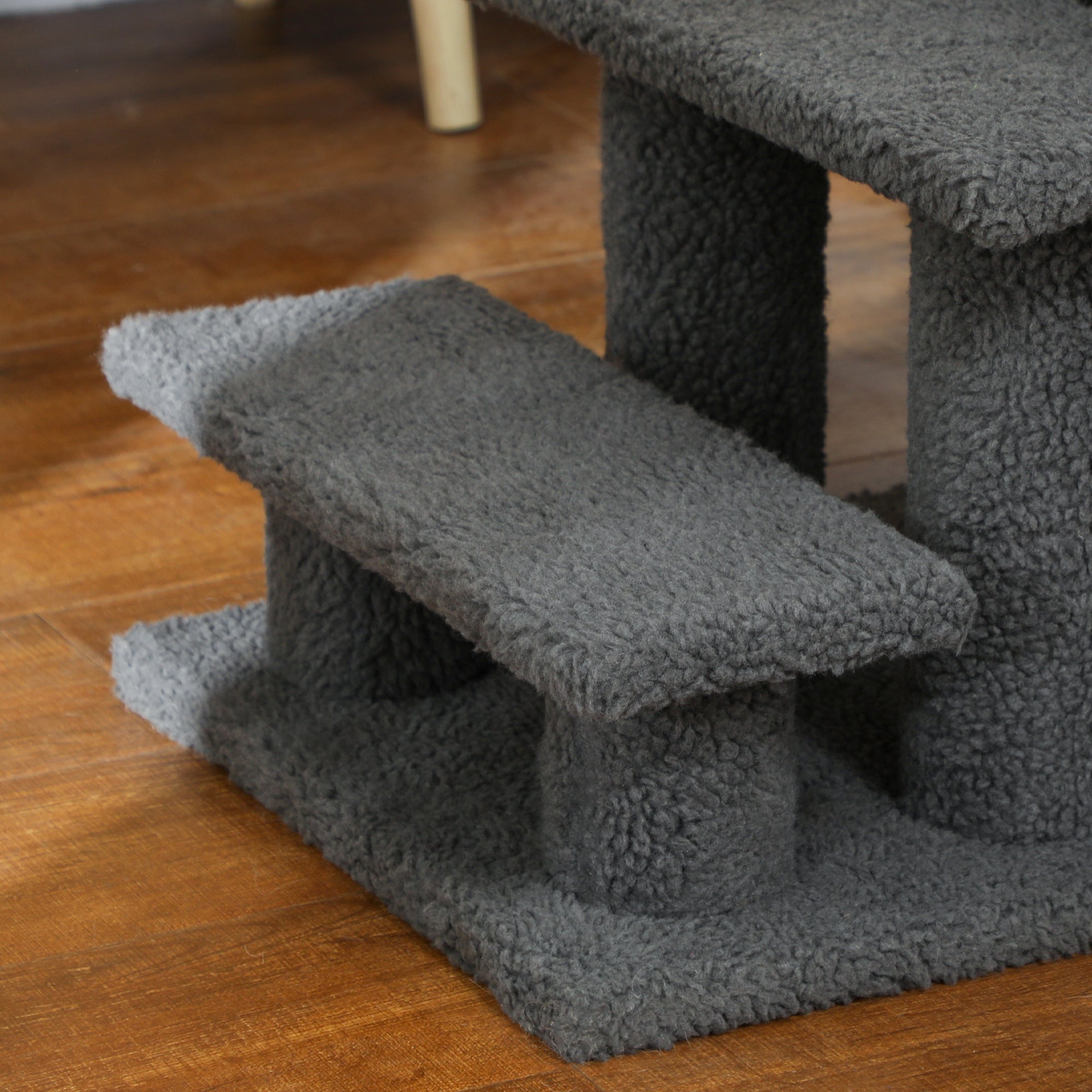 PawHut 4-Step Multi-Level Carpeted Cat Scratching Post Pet Stairs, Dark Grey