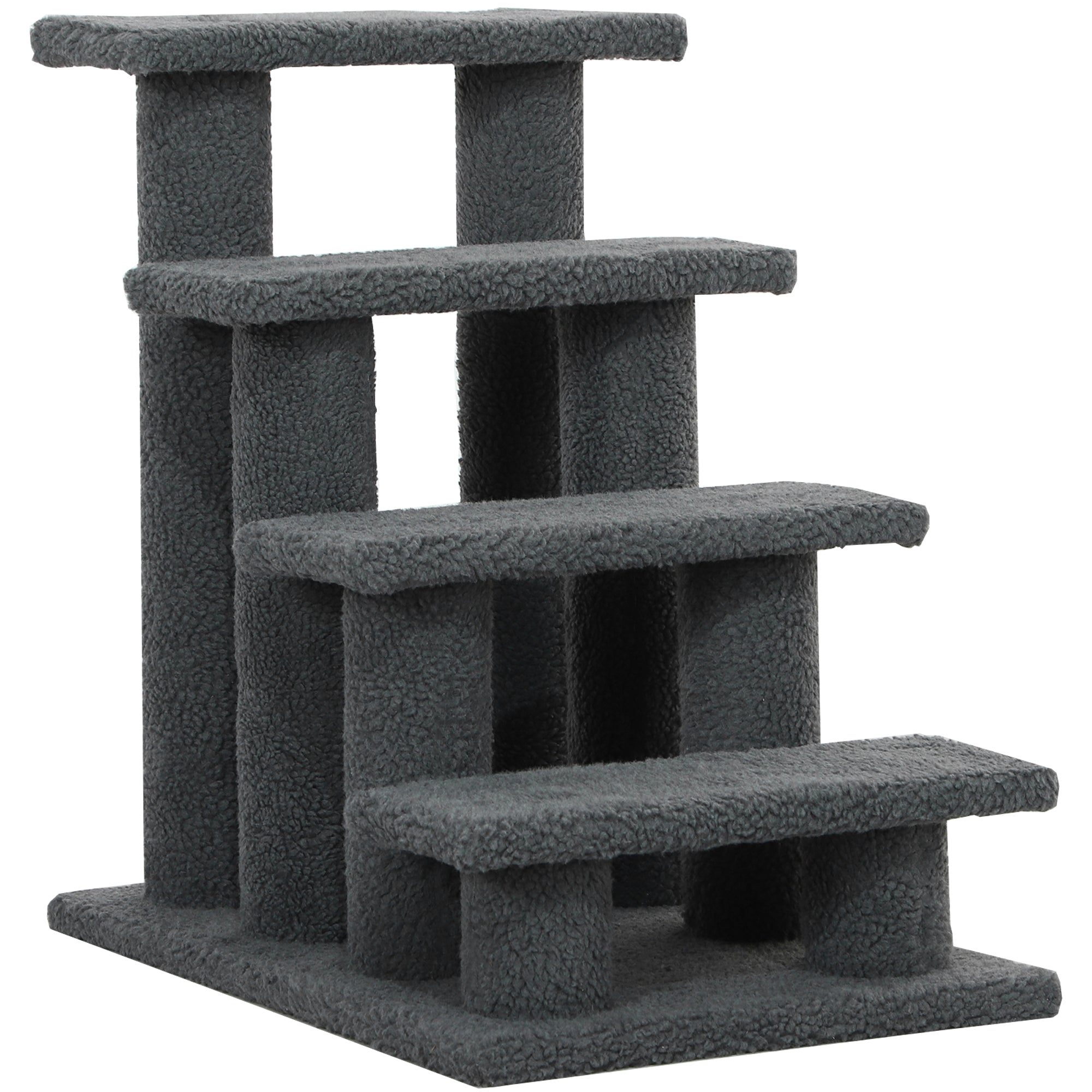 PawHut 4-Step Multi-Level Carpeted Cat Scratching Post Pet Stairs, Dark Grey