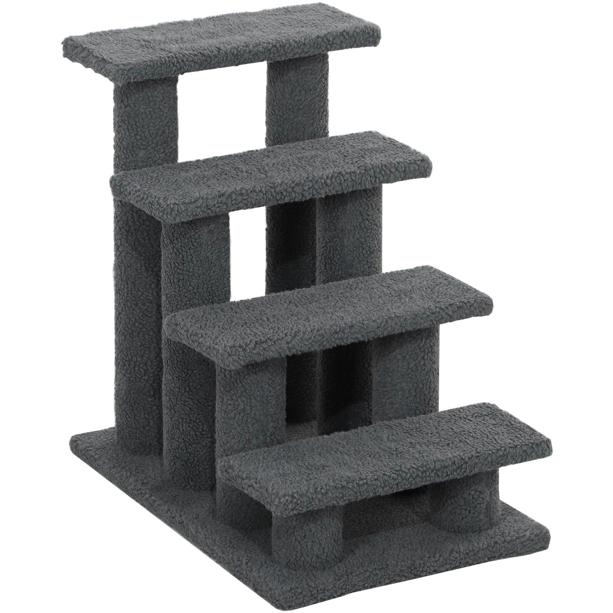 PawHut 4-Step Multi-Level Carpeted Cat Scratching Post Pet Stairs, Dark Grey