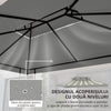 Outsunny 13.1' x 9.8' Gazebo Replacement Canopy 2 Tier Top UV Cover Pavilion Garden Patio Outdoor, Light Grey (TOP ONLY)