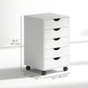 HOMCOM 5 Drawer Mobile File Cabinet, Rolling Printer Stand, Modern Vertical Filing Cabinet for Home Office, White