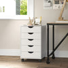 HOMCOM 5 Drawer Mobile File Cabinet, Rolling Printer Stand, Modern Vertical Filing Cabinet for Home Office, White