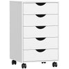 HOMCOM 5 Drawer Mobile File Cabinet, Rolling Printer Stand, Modern Vertical Filing Cabinet for Home Office, White