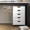 HOMCOM 5 Drawer Mobile File Cabinet, Rolling Printer Stand, Modern Vertical Filing Cabinet for Home Office, White
