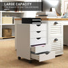 HOMCOM 5 Drawer Mobile File Cabinet, Rolling Printer Stand, Modern Vertical Filing Cabinet for Home Office, White