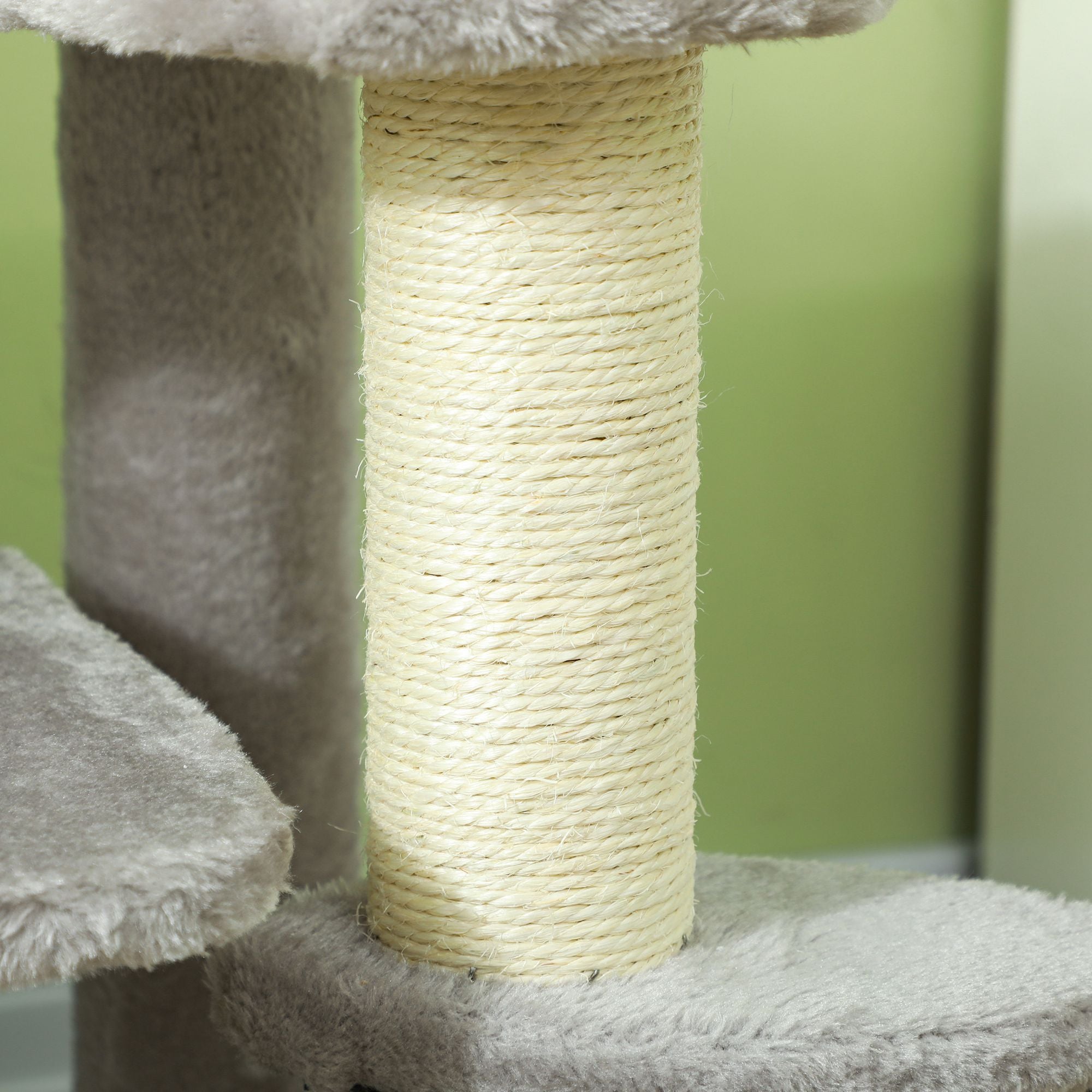 Pet Steps for Bed and Sofa Dog Cat Stairs w/ Scratching Tickling Post, Light Grey