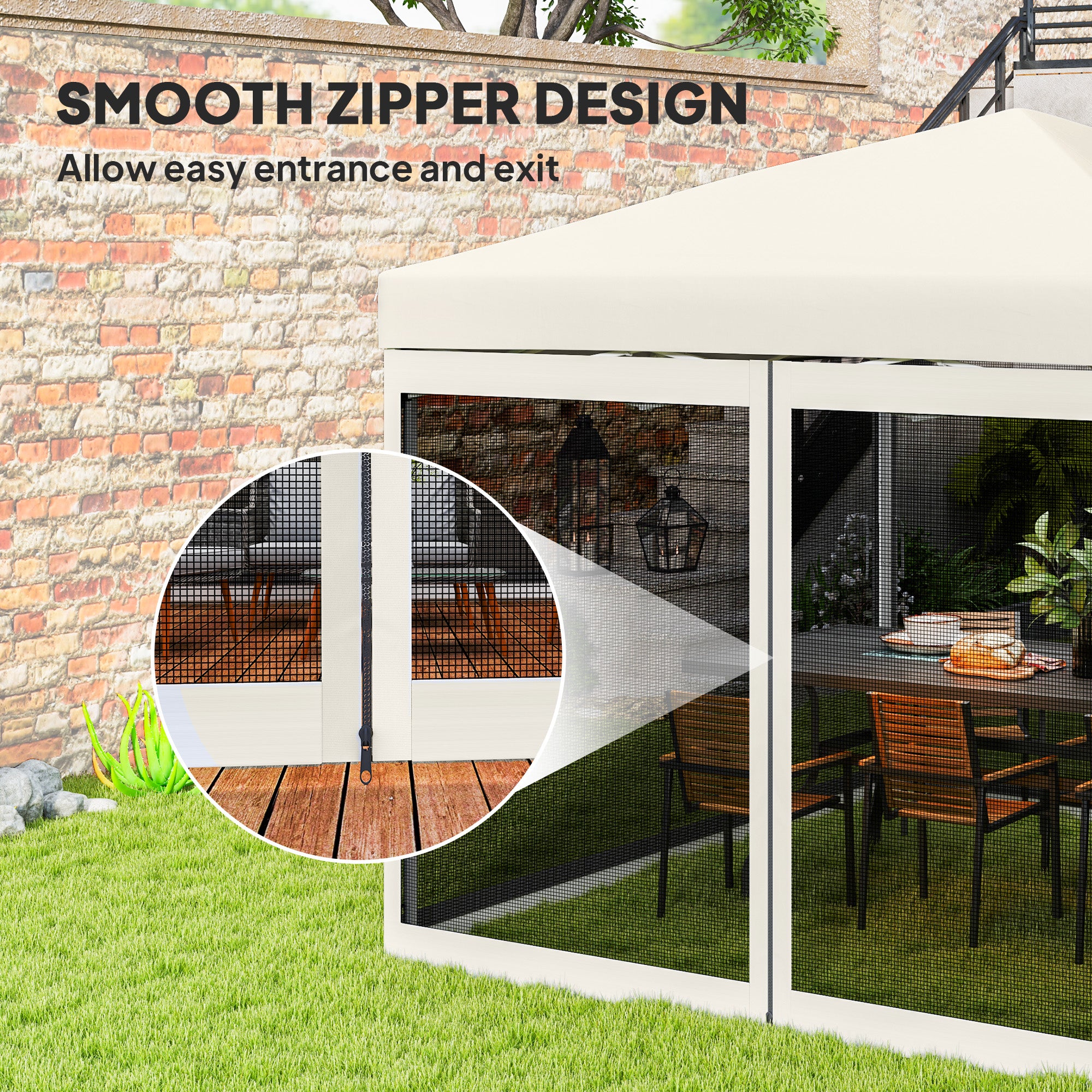 Outsunny Gazebo Mosquito Netting, Replacement Mosquito Netting with Zippers for 10' x 10' Pop-Up Canopy Tent, 2 Panel Mesh Netting Screen Walls (Mosquito Net Only)