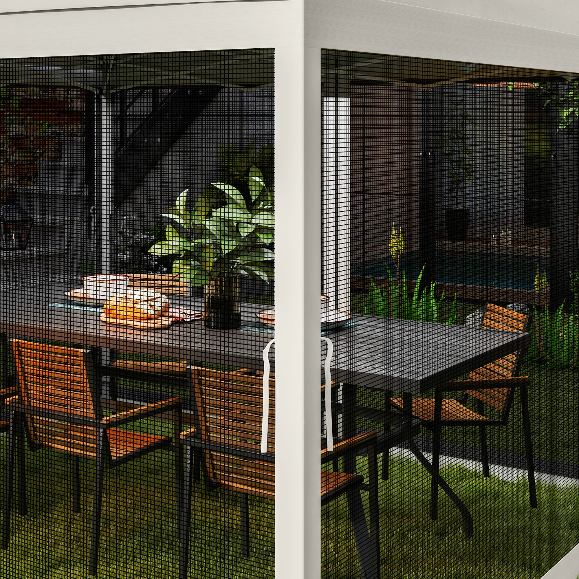 Outsunny Gazebo Mosquito Netting, Replacement Mosquito Netting with Zippers for 10' x 10' Pop-Up Canopy Tent, 2 Panel Mesh Netting Screen Walls (Mosquito Net Only)