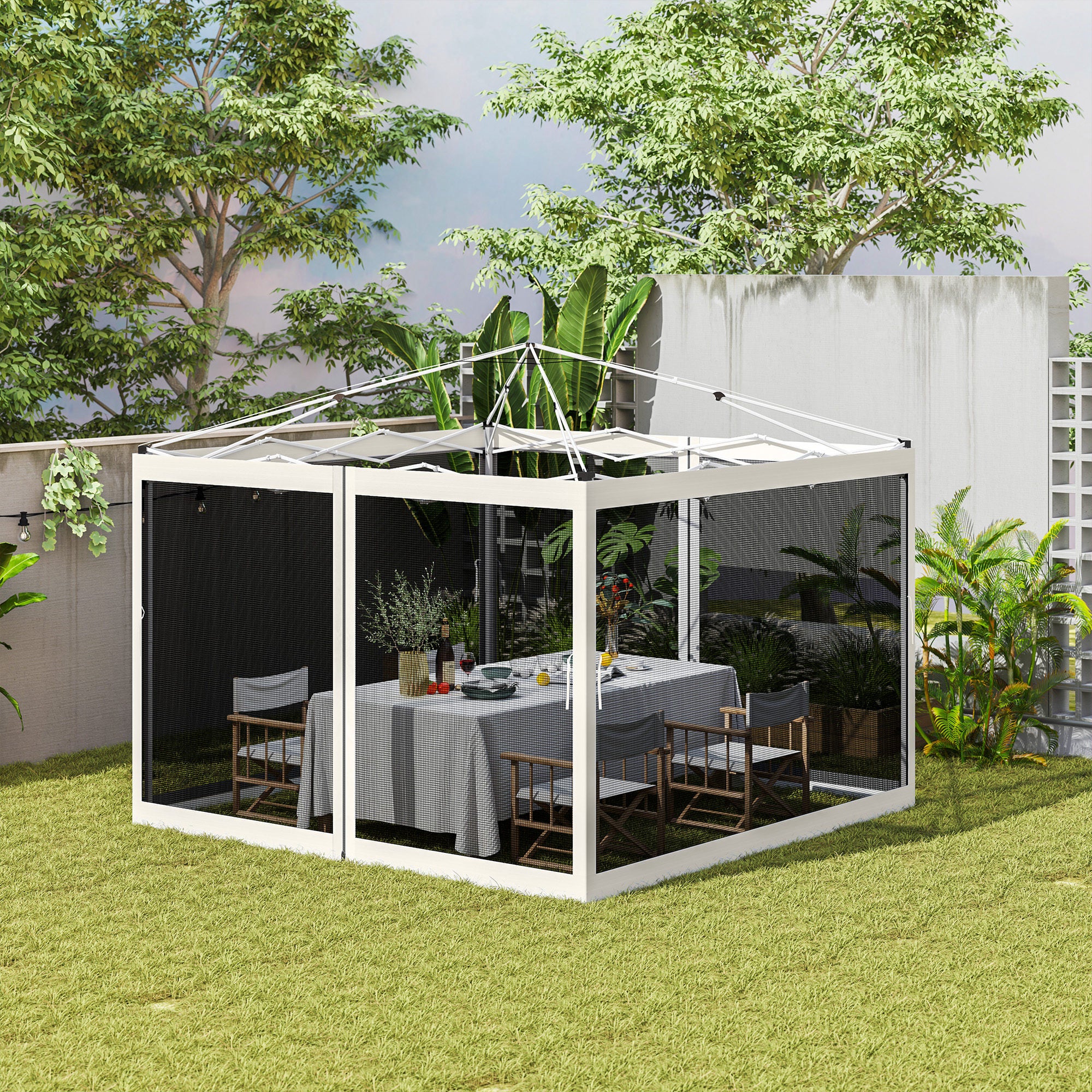 Outsunny Gazebo Mosquito Netting, Replacement Mosquito Netting with Zippers for 10' x 10' Pop-Up Canopy Tent, 2 Panel Mesh Netting Screen Walls (Mosquito Net Only)