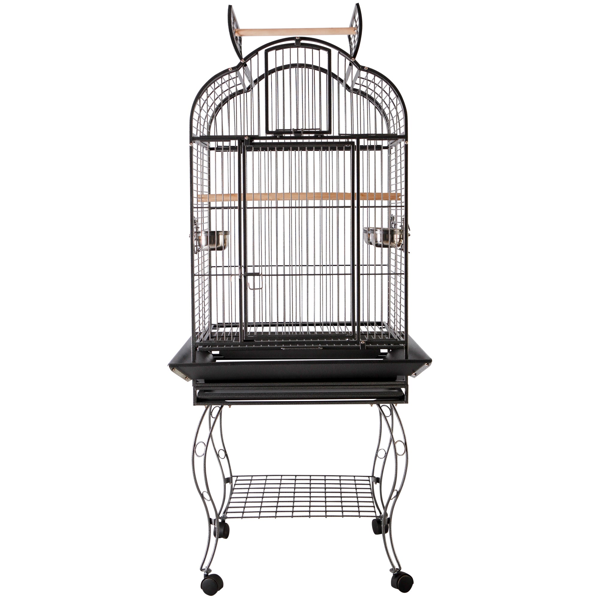 PawHut 63-inch Large Bird Parrot Cage Rolling Cockatiel Finch Macaw Aviary Cage Open Play Top with 2 Perch 3 Stainless Steel Cup Pet Furniture