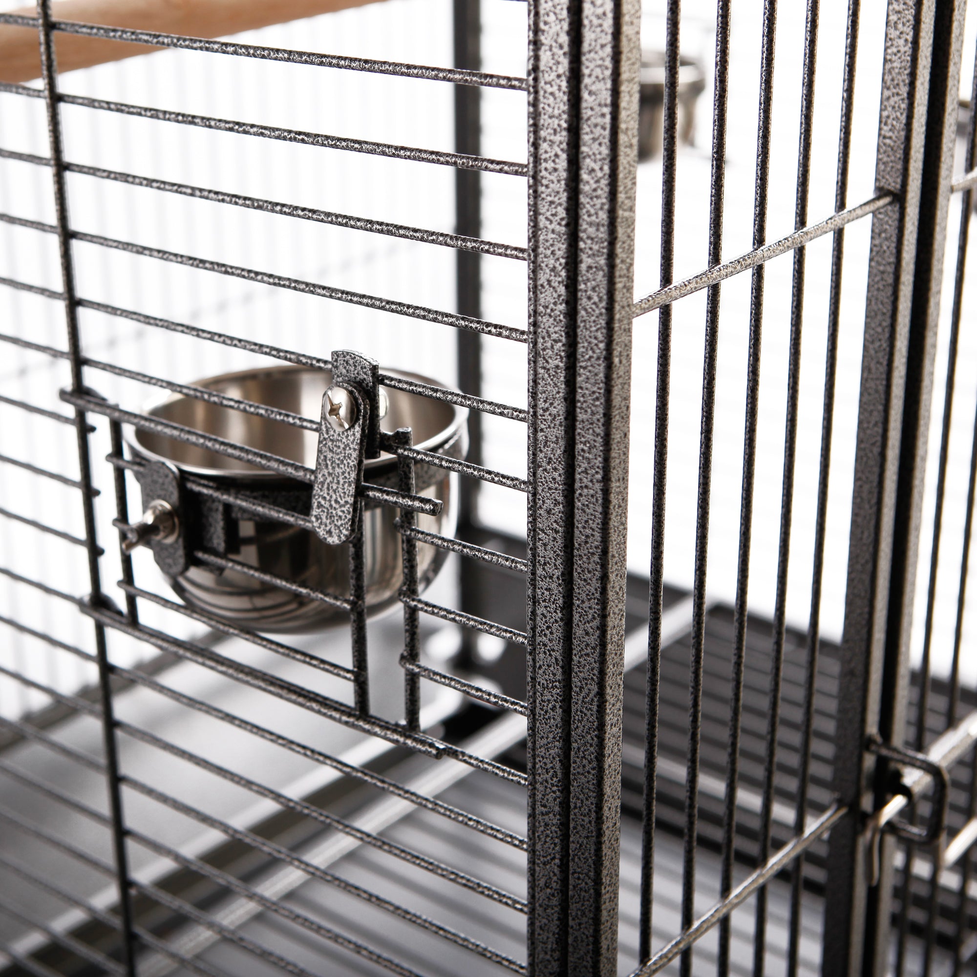 PawHut 63-inch Large Bird Parrot Cage Rolling Cockatiel Finch Macaw Aviary Cage Open Play Top with 2 Perch 3 Stainless Steel Cup Pet Furniture