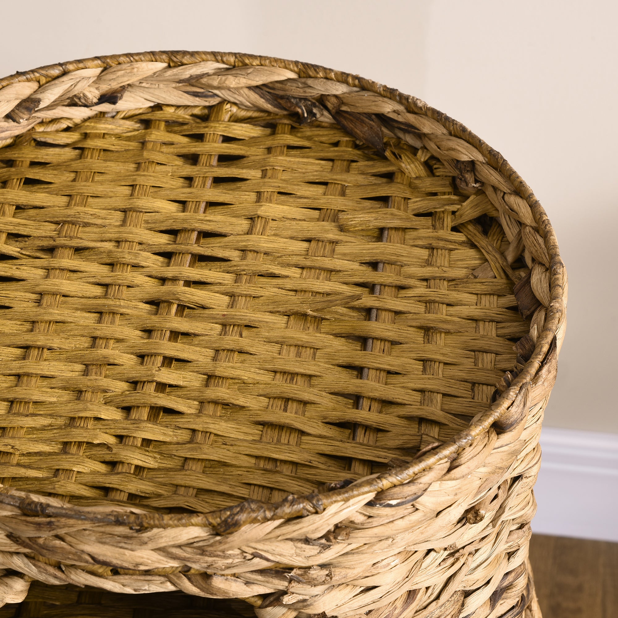 PawHut Elevated Cat Bed with Three Hideaways & Four Soft Plush Cushions, Cat Tower with Hand-Woven Materials, Multi-Layer Raised Kitten Bed Caves