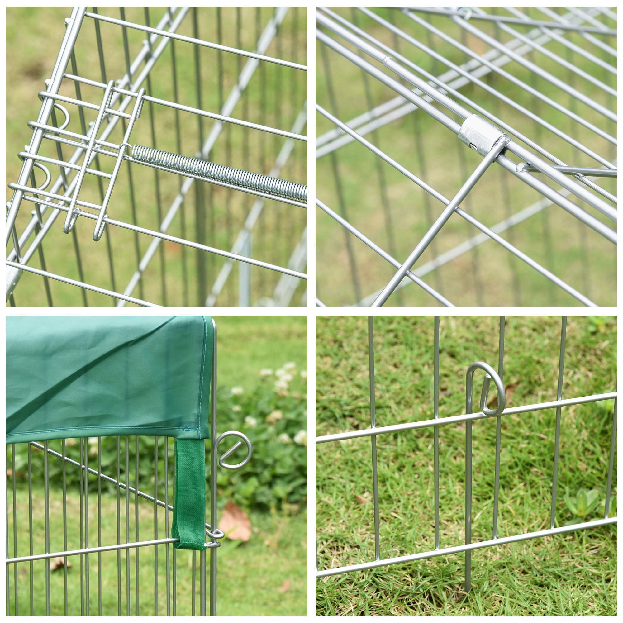 PawHut Indoor Ferret Cage Metal Chicken Run, Outdoor Dog Kennel Catio with Water-Resistant Cover, Portable Small Animal Playpen for Rabbit Guinea Pig, 86.5