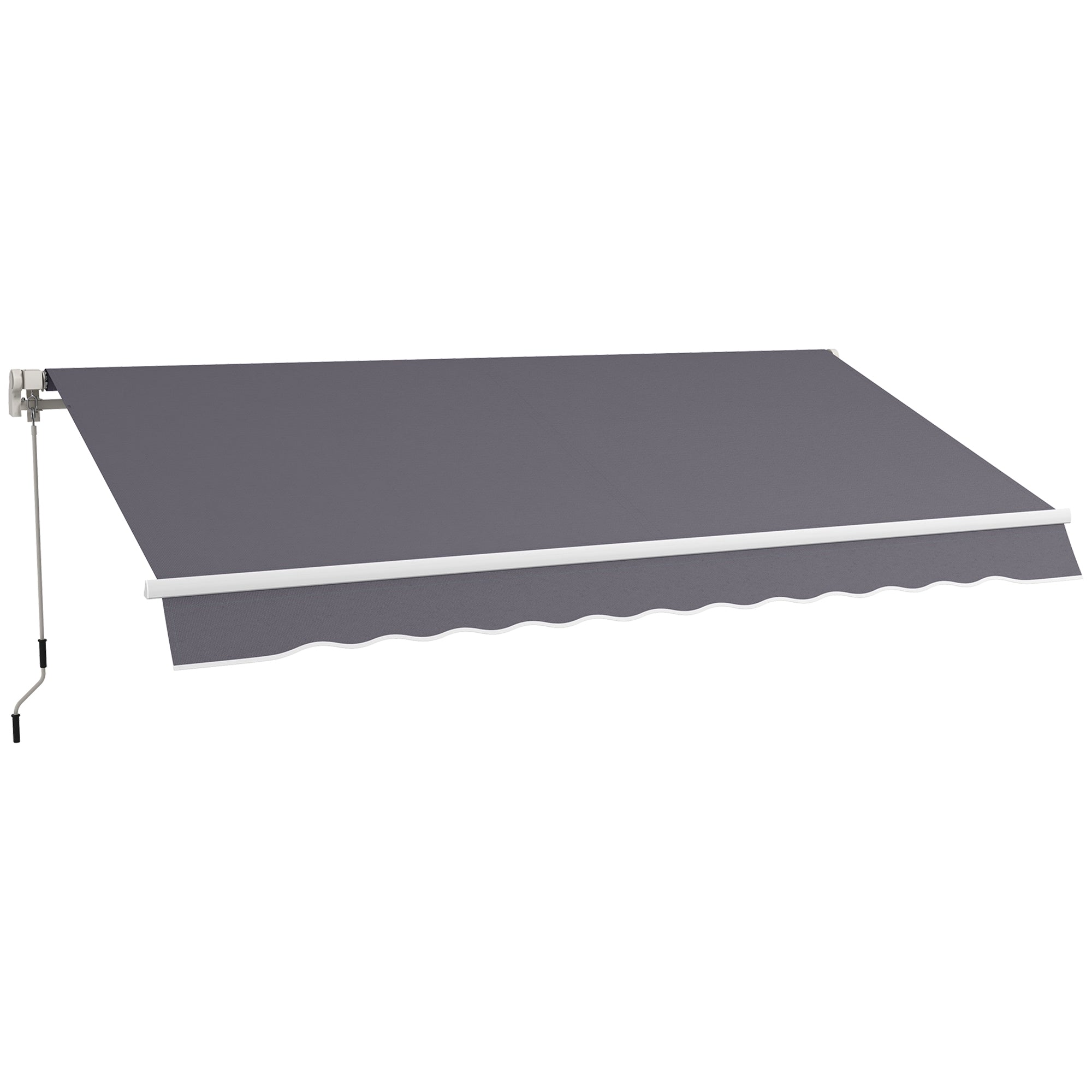 Outsunny 12' x 10' Retractable Awning Patio Sun Shade Shelter with Manual Crank Handle, UV & Water-Resistant Fabric and Aluminum Frame for Deck, Balcony, Yard, Dark Grey