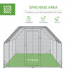 PawHut Chicken Run, Galvanized Large Metal Chicken Coop Cage, Walk-in Enclosure Poultry Hen Run House Playpen Rabbit Hutch with Flat Roof, Cover, for Outdoor Backyard, 9.2' x 18.7' x 6.5', Silver